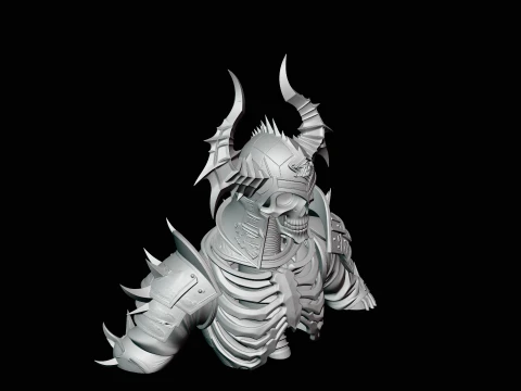 Spiked Armor Skeleton Bust Statue Design 2 - 3D Print Model 3D Print Model