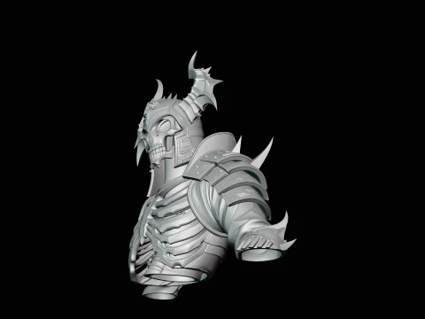 Spiked Armor Skeleton Bust Statue Design 2 - 3D Print Model 3D Print Model
