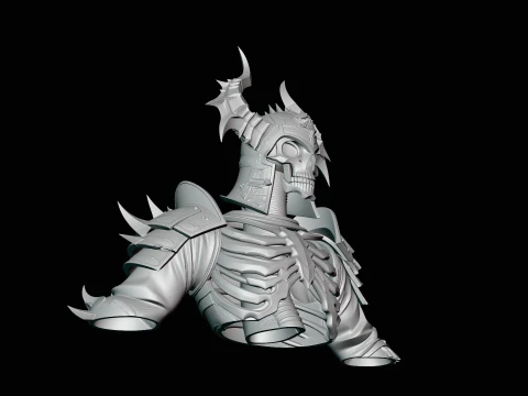 Spiked Armor Skeleton Bust Statue Design 2 - 3D Print Model 3D Print Model
