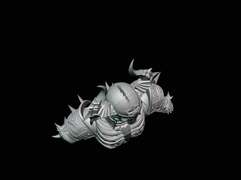 Spiked Armor Skeleton Bust Statue Design 2 - 3D Print Model 3D Print Model