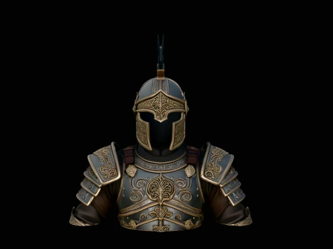 Spiked Helm Knight Armor Bust Statue Design 5 - 3D Print Model 3D Druckmodell