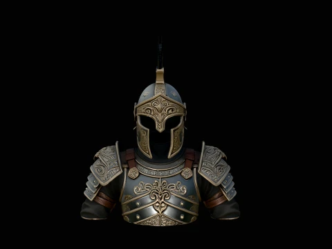 Spiked Helm Knight Armor Bust Statue Design 6 - 3D Print Model 3D Print Model