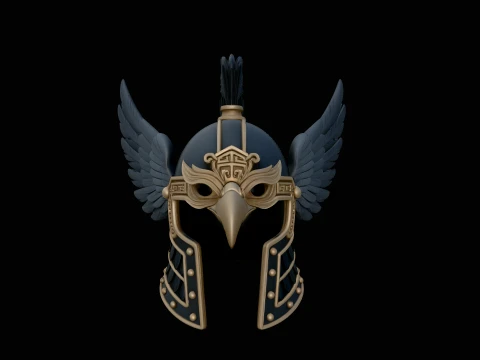 Winged Eagle Helmet Statue Design 2 - 3D Print Model Modèles 3D en vedette