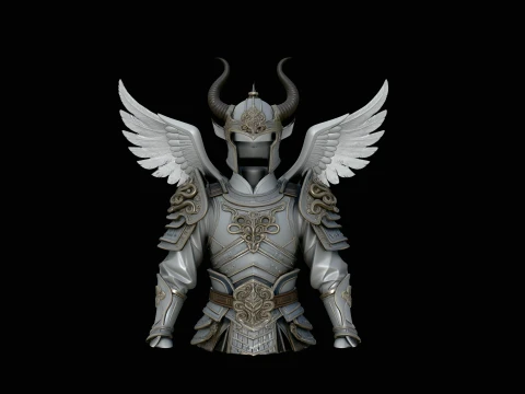 Winged Angel Armor Statue Design 2 - 3D Print Model Modèles 3D en vedette