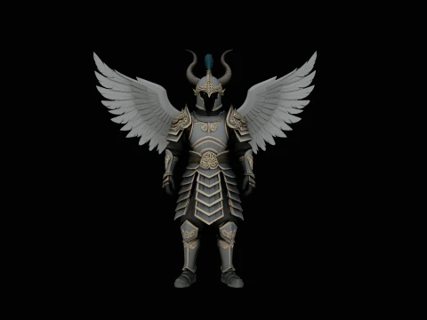 Winged Angel Armor Statue Design 3 - 3D Print Model Modello di stampa 3D
