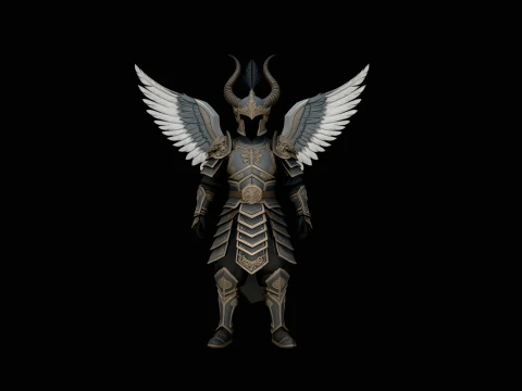 Winged Angel Armor Statue Design 4 - 3D Print Model 3D Print Model