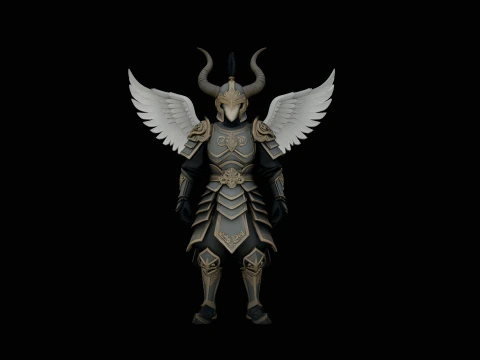 Winged Angel Armor Statue Design 5 - 3D Print Model 3D Print Model