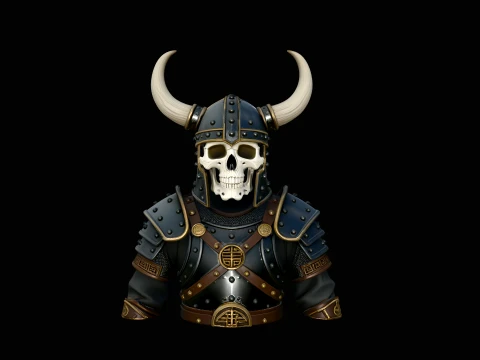 Horned Viking Skull Bust Statue Design 1 - 3D Print Model 3D Print Model