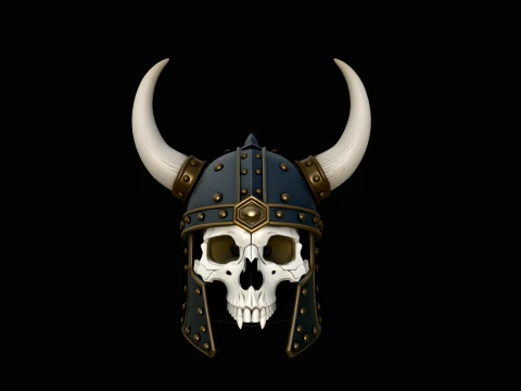 Horned Viking Skull Bust Statue Design 3 - 3D Print Model 3D Baskı Modeli