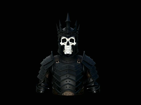 Crowned Skull Armor Bust Statue Design 1 - 3D Print Model 3D Druckmodell