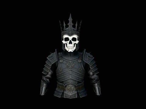 Crowned Skull Armor Bust Statue Design 3 - 3D Print Model 3D Print Model