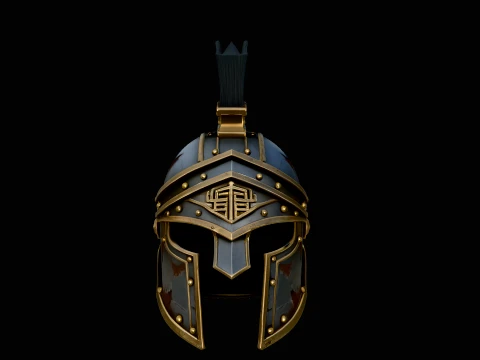 Gilded Greek Helmet Statue Design 1 - 3D Print Model 3D Baskı Modeli