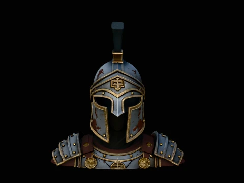 Gilded Greek Helmet Statue Design 3 - 3D Print Model 3D printmodel