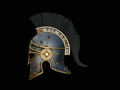 Gilded Greek Helmet Statue Design 4 - 3D Print Model 3D Druckmodell