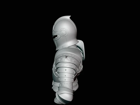 Gilded Plate Knight Bust Statue Design 2 - 3D Print Model 3D Print Model