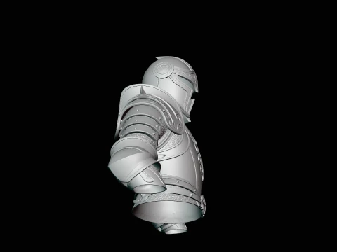 Gilded Plate Knight Bust Statue Design 2 - 3D Print Model 3D Print Model