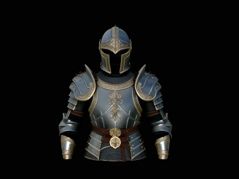 Gilded Plate Knight Bust Statue Design 3 - 3D Print Model Modelo de impresión 3D