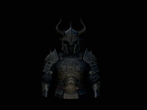 Dark Horned Knight Armor Bust Statue Design 1 - 3D Print Model 3D Print Model