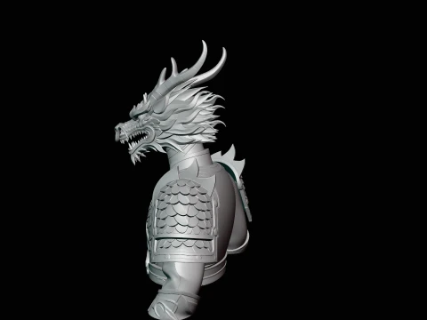Dragon Head Armor Bust Statue Design 2 - 3D Print Model 3D Print Model