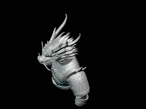 Dragon Head Armor Bust Statue Design 2 - 3D Print Model 3D Print Model