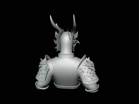 Dragon Head Armor Bust Statue Design 3 - 3D Print Model 3D Print Model