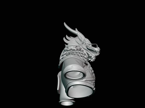 Dragon Head Armor Bust Statue Design 3 - 3D Print Model 3D Print Model