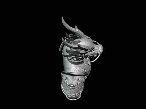 Dragon Head Armor Bust Statue Design 3 - 3D Print Model 3D Print Model