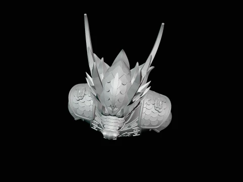 Dragon Head Armor Bust Statue Design 4 - 3D Print Model 3D Print Model