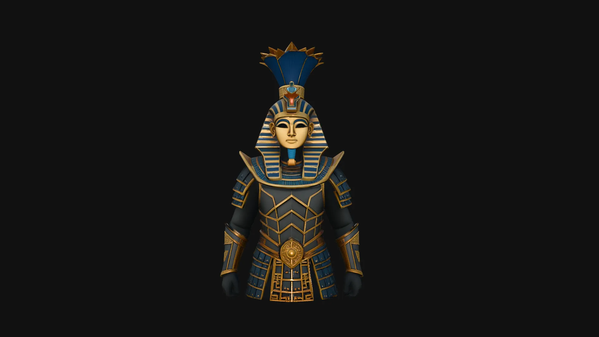 Pharaoh Gold Armor Bust Statue Design 1 - 3D Print Model 3D Print Model .c4d .max .obj .3ds .fbx .stl .blend 