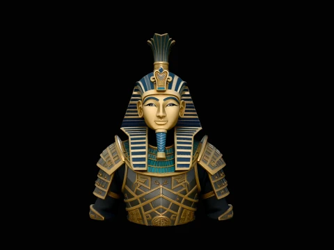 Pharaoh Gold Armor Bust Statue Design 2 - 3D Print Model 3D Print Model