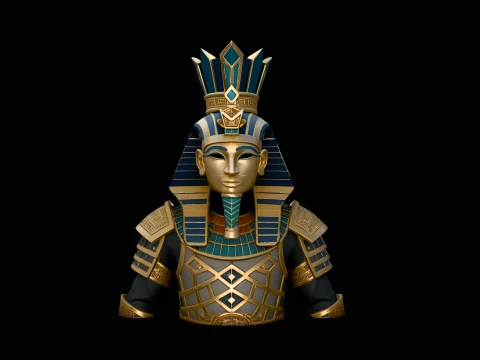 Pharaoh Gold Armor Bust Statue Design 3 - 3D Print Model 3D Print Model