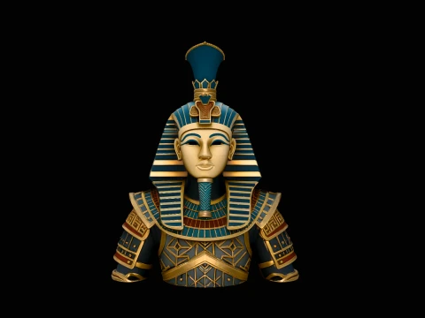 Pharaoh Gold Armor Bust Statue Design 4 - 3D Print Model 3D Print Model