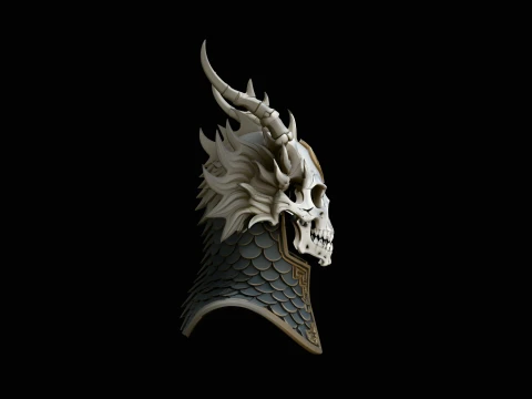 Dragon Skull Armor Bust Statue Design 3 - 3D Print Model Modelo de impresión 3D