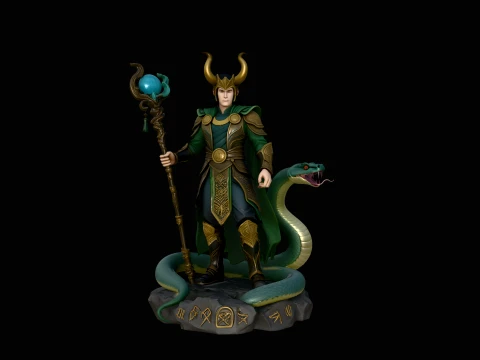 Horned Trickster God Statue Design 1 - 3D Print Model Modelo de impresión 3D