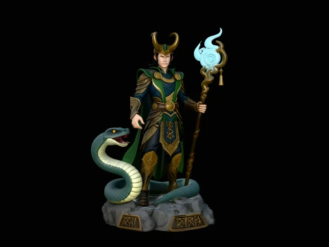 Horned Trickster God Statue Design 2 - 3D Print Model 3D Baskı Modeli