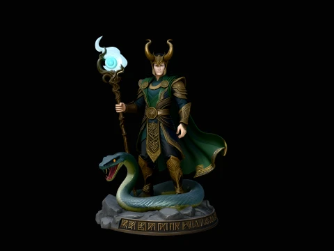Horned Trickster God Statue Design 3 - 3D Print Model 3D 프린트 모델