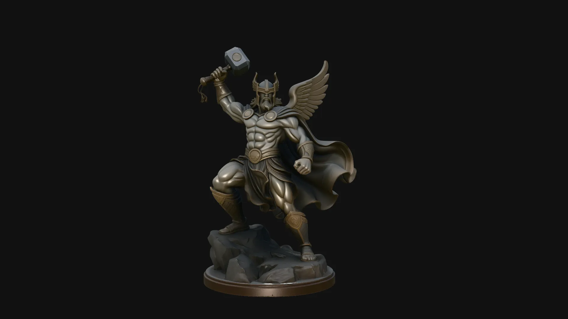 Thor with Hammer Statue Design 6 - 3D Print Model 3D Print Model .c4d .max .obj .3ds .fbx .stl .blend 