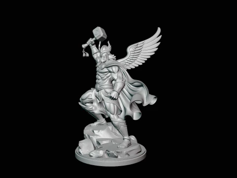 Thor with Hammer Statue Design 6 - 3D Print Model 3D Print Model