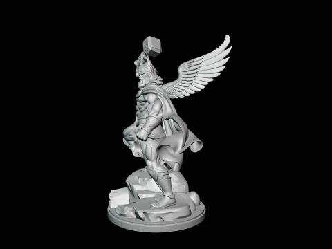 Thor with Hammer Statue Design 6 - 3D Print Model 3D Print Model