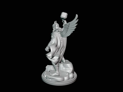 Thor with Hammer Statue Design 6 - 3D Print Model 3D Print Model