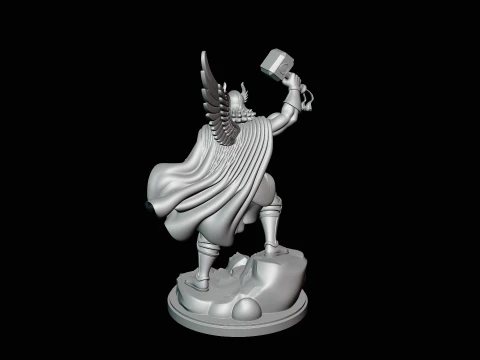 Thor with Hammer Statue Design 6 - 3D Print Model 3D Print Model