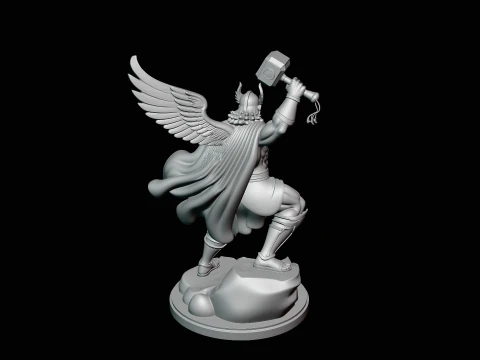 Thor with Hammer Statue Design 6 - 3D Print Model 3D Print Model