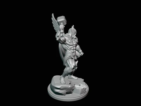 Thor with Hammer Statue Design 6 - 3D Print Model 3D Print Model