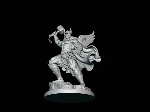 Thor with Hammer Statue Design 6 - 3D Print Model 3D Print Model