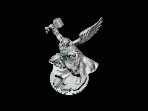 Thor with Hammer Statue Design 6 - 3D Print Model 3D Print Model