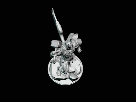 Thor with Hammer Statue Design 6 - 3D Print Model 3D Print Model