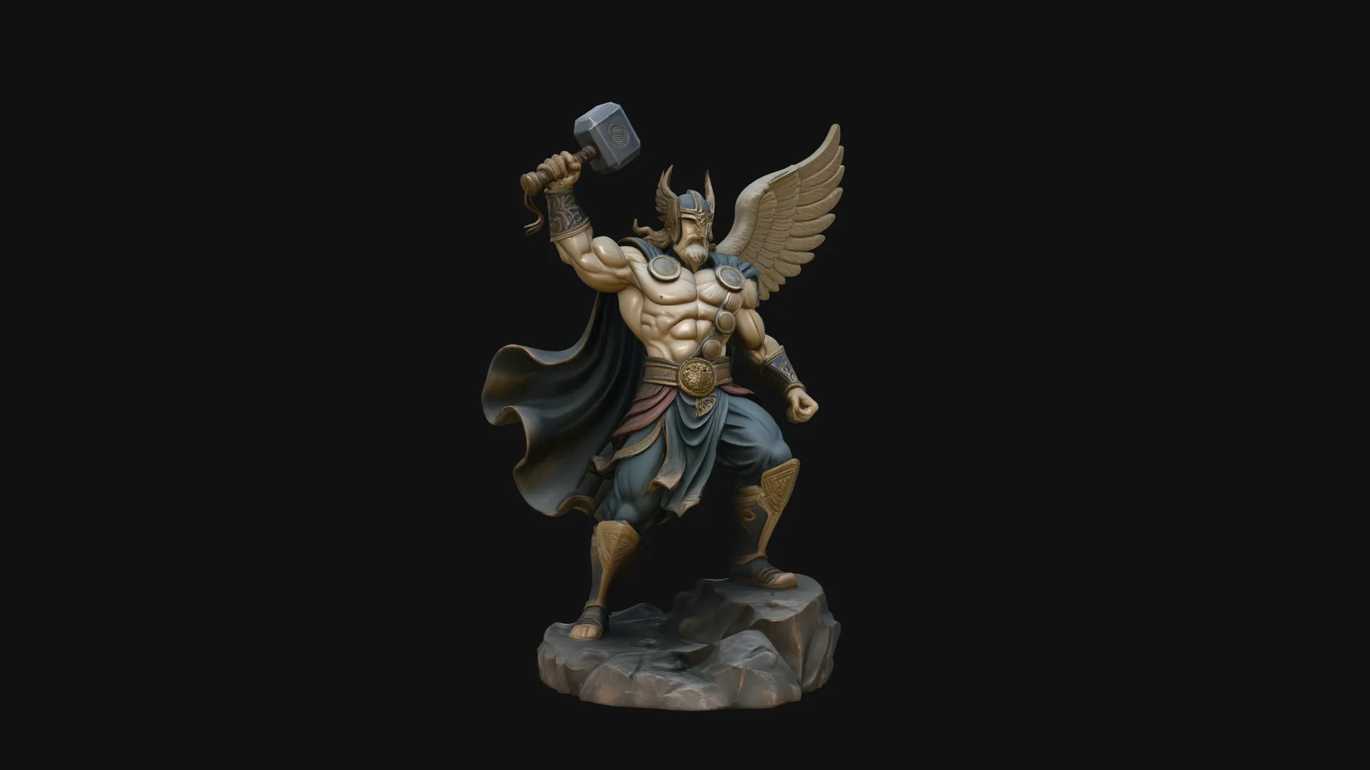 Thor with Hammer Statue Design 8 - 3D Print Model 3D Print Model .c4d .max .obj .3ds .fbx .stl .blend 