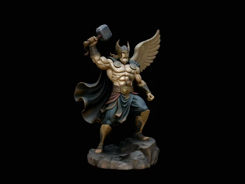 Thor with Hammer Statue Design 8 - 3D Print Model 3D Print Model