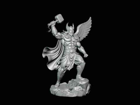 Thor with Hammer Statue Design 8 - 3D Print Model 3D Print Model