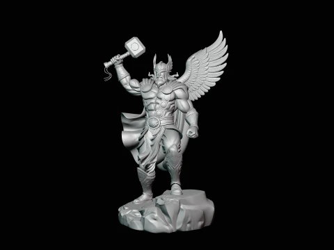 Thor with Hammer Statue Design 8 - 3D Print Model 3D Print Model